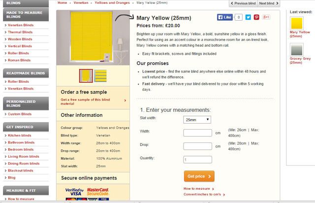 yellow Venetian blinds