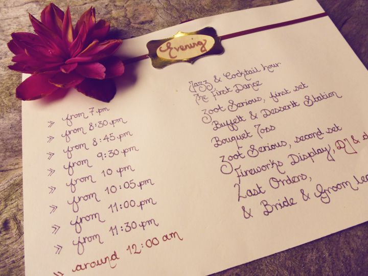 wedding schedule