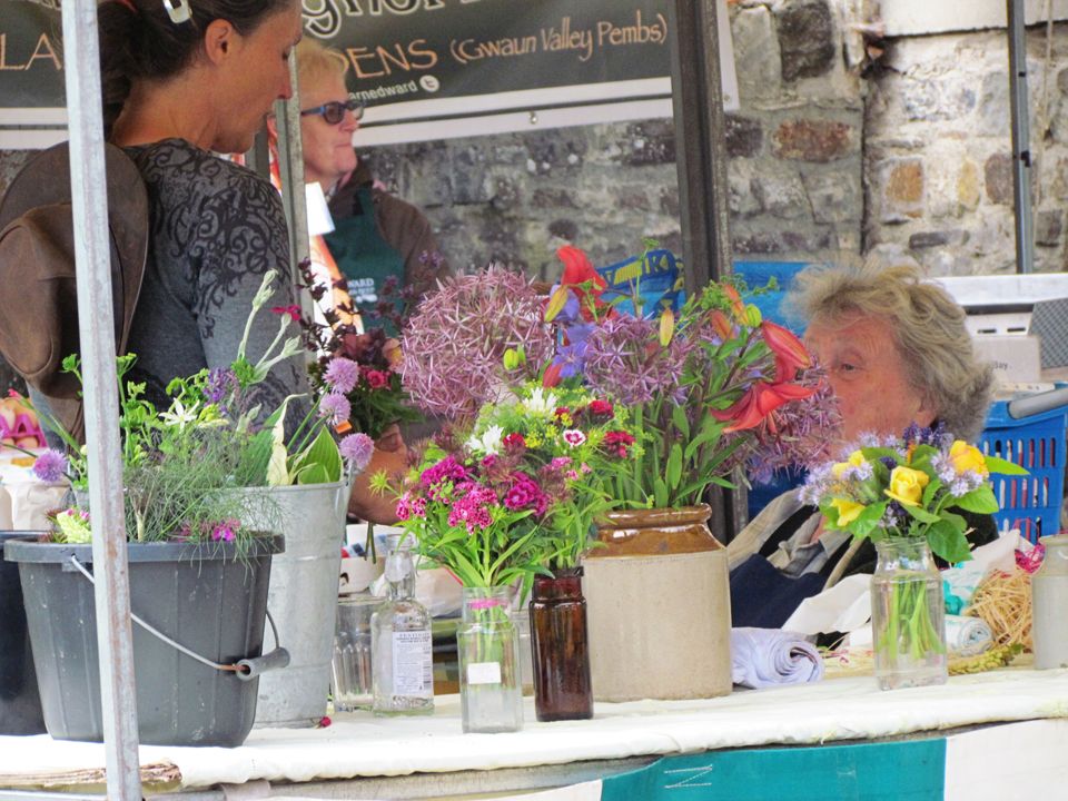 flowers on a market stall
