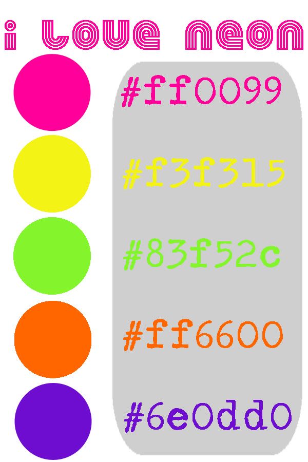 Neon Hex Colour Codes