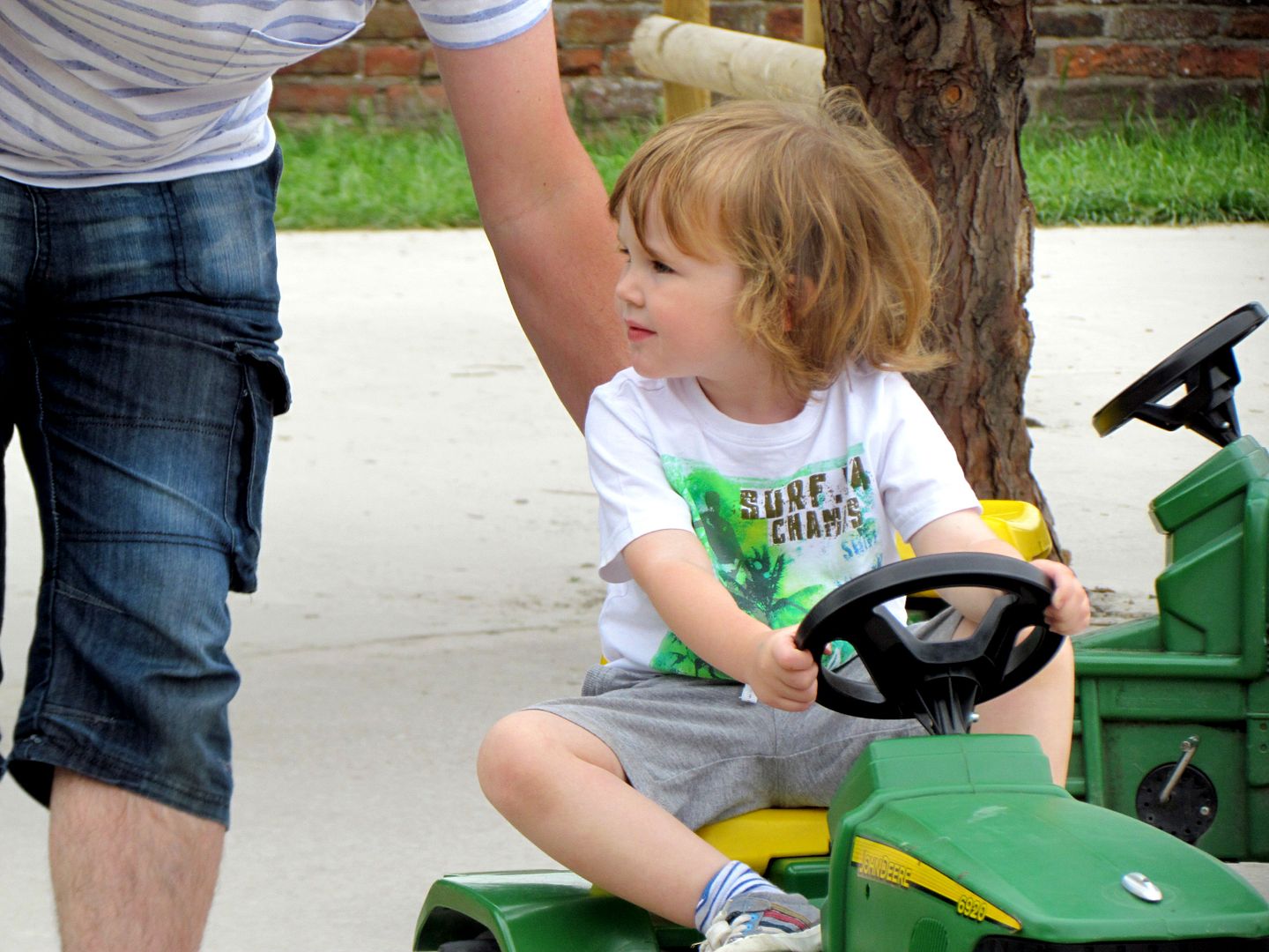 on the toy tractor