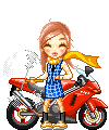 moto gif photo: Biker Girl motorcycle animated gif twirling moto scooter Moped M&auml;dchen Fr&auml;ulein animiert bikee.gif