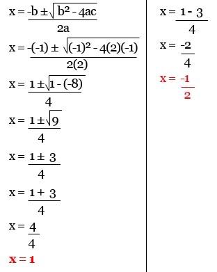 Algebra quadratic formula