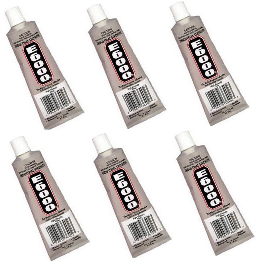 Lot 6 Huge E6000 ADHESIVE GLUE 6 Huge 3.7 OZ TUBES Big  