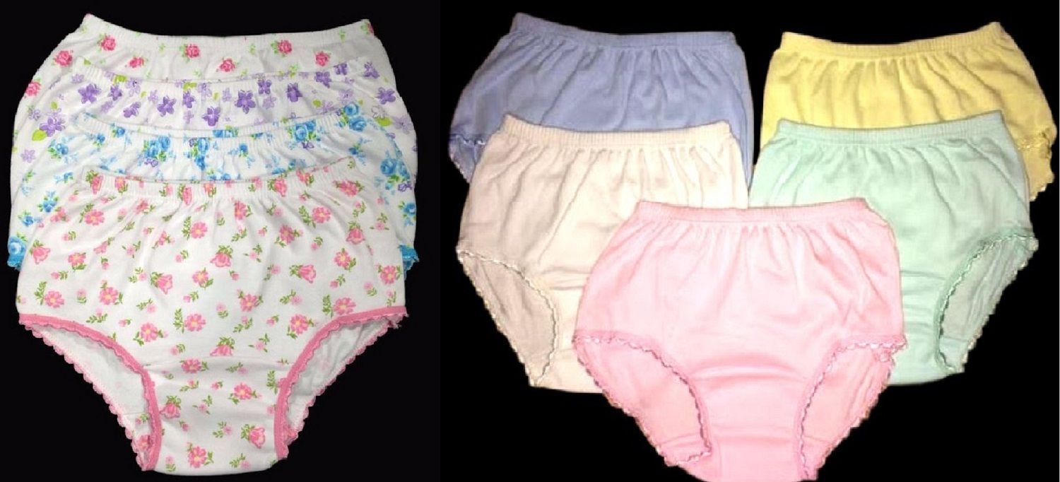 4pk Girl's Underwear 100% Cotton Colors Designs Infant Toddler