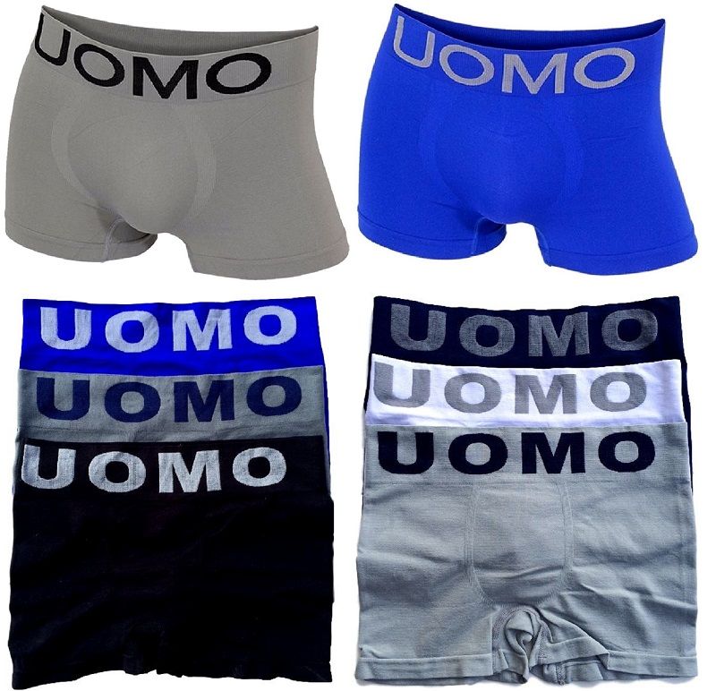 6 Mens Seamless Plain Boxer Briefs Shorts Stretch Trunks UOMO #20 Lot ...