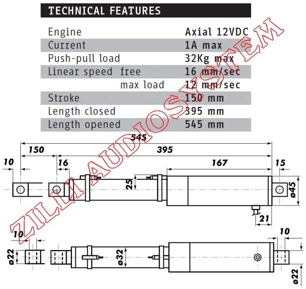 AZ Audiocomp ACT 15 Attuatore lineare elettrico x auto  