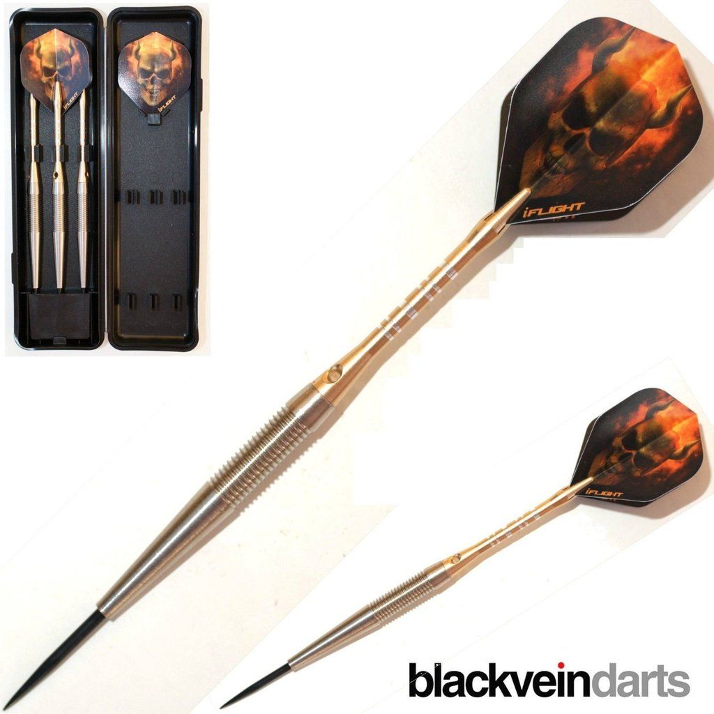 22G RARE GOLD STILETTOS COPPER TUNGSTEN DARTS SET. With Skull iFlights ...