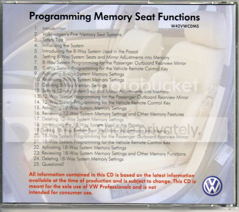 Storing Settings For The Seat Memory Buttons Page 2 Vw Vortex