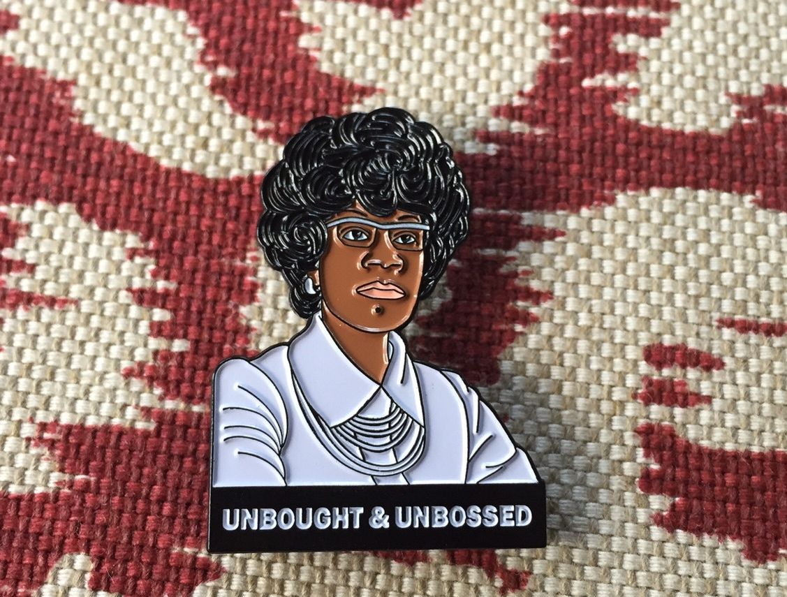 Feminist Mother's Day gifts: Shirley Chisholm Lapel Pin from Radical Dreams Pins