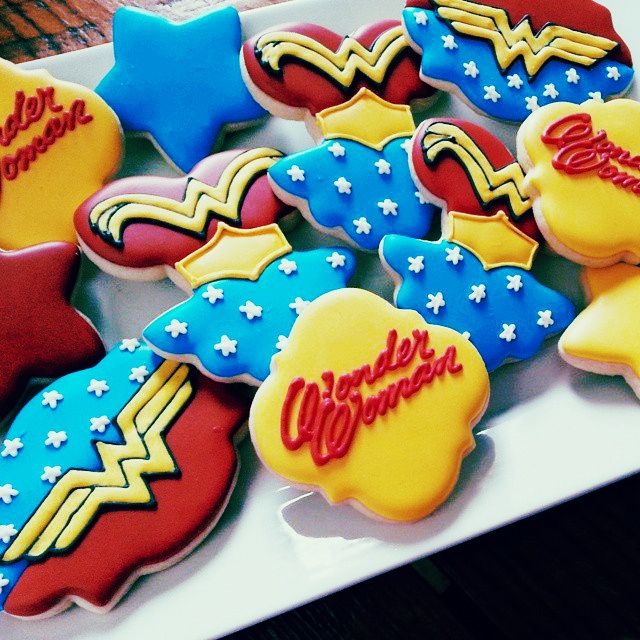 Feminist Mother's Day gifts: Wonder Woman Decorated Sugar Cookies from The Treats by Trish Shop