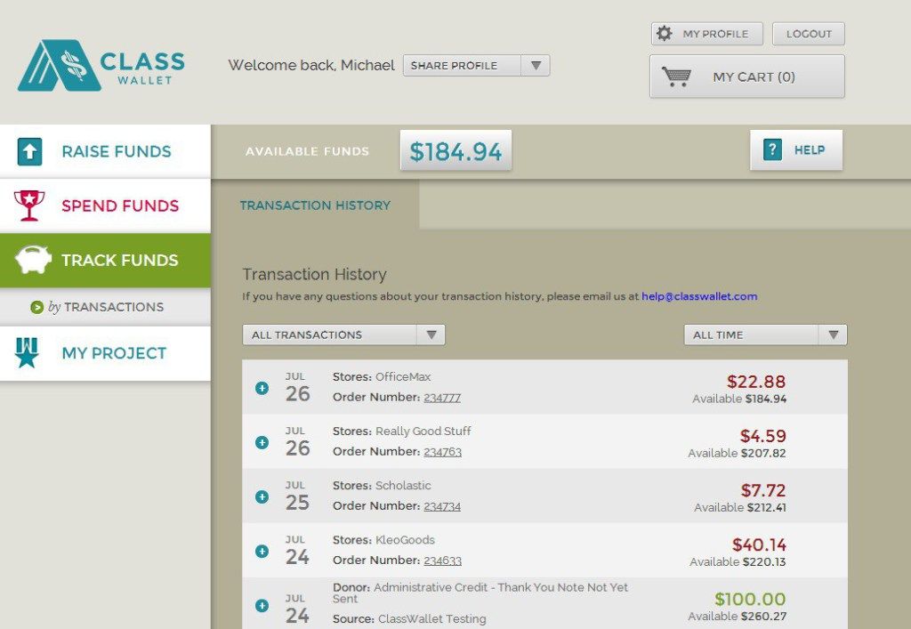 Class Wallet helps room parents track classroom donations easily