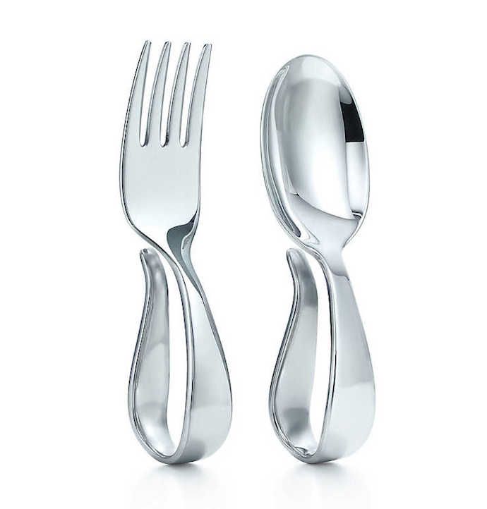 Splurgy baby gifts: Loop fork and spoon at Tiffany & Co