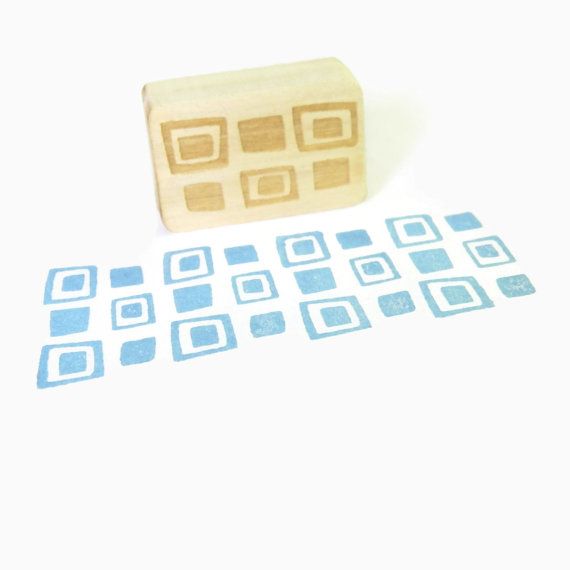 Mid-century modern feeling block design from Creatiate handmade rubber stamps