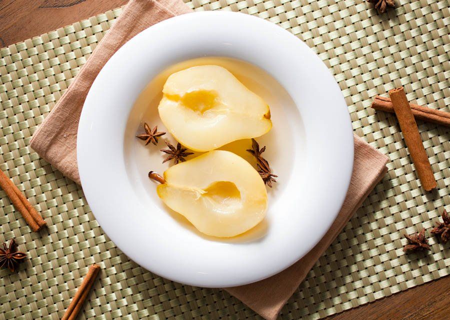 Easy pear dessert recipes: Vanilla Spice Poached Pears at Crepes of Wrath