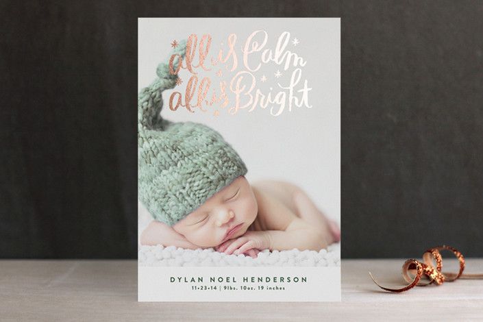 Foil pressed holiday cards at Minted: All is Calm, All is Bright by Alethea and Ruth
