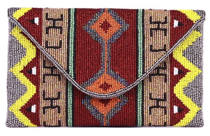 Navajo-inspired accessories for fall fashion | Sarama hand beaded clutch by Akira Black Label