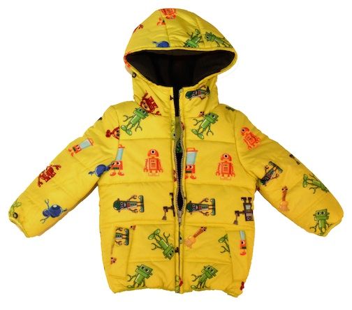 Cool Mom Picks favorite print winter jackets for kids | The Robot Jacket from Strawberry Kids