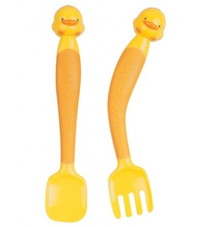 feeding utensils for babies by Piyo Piyo bendable fork and spoon