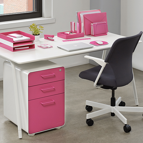 color coordinated desk accessories: Poppin Pink desk set