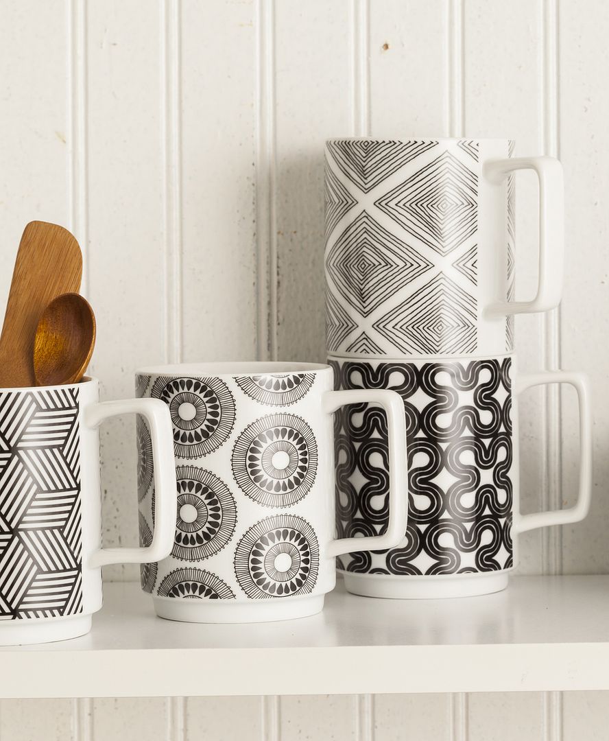 Black and white kitchen accessories in funky geometric ...