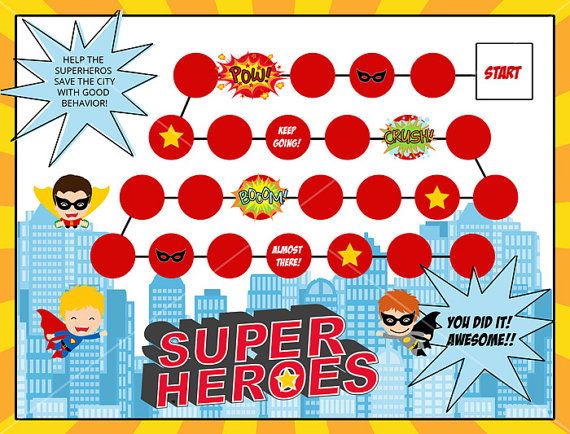 Super Heroes printable rewards chart by Key Lime