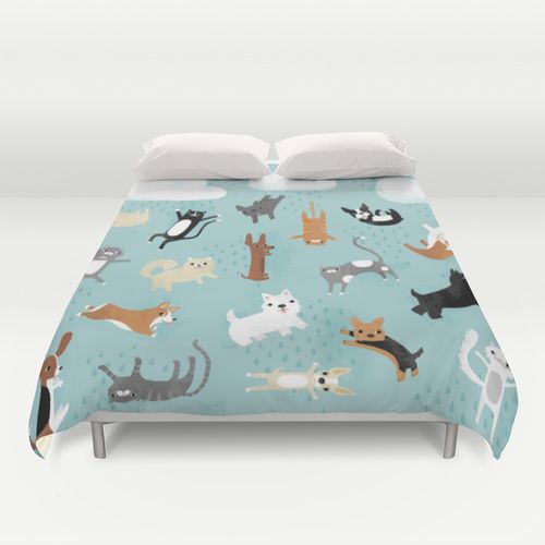 Cats and dogs duvet cover from Society6 | Cool Mom Picks