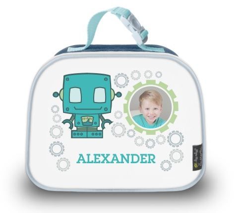 Personalized robot lunch box with photo by Itzy Ritzy for Shutterfly