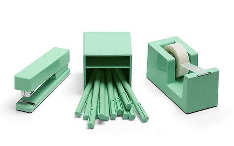 color coordinated desk accessories: Mint green desk set - Poppin