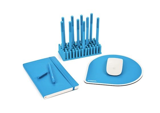 color coordinated desk accessories: Pool Blue desk accessory set - Poppin