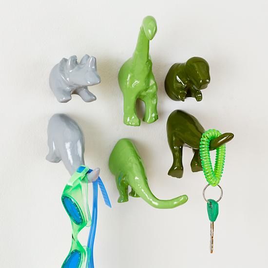 Cool wall hooks for kids: Land of Nod dinosaur hooks