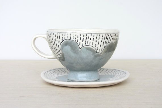 Elizabeth Benotti handmade rainy day teacup 