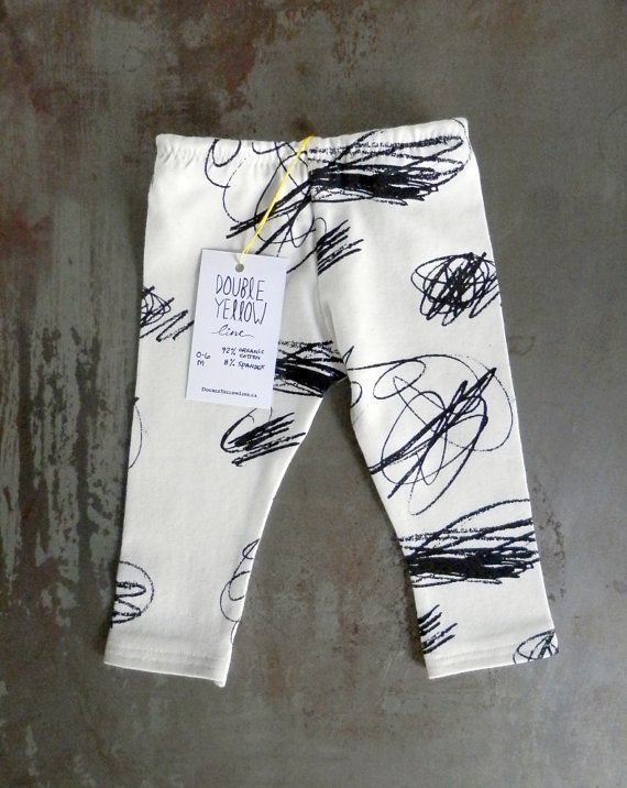 Funky print pants: Scribble leggings by Double Yellow Line