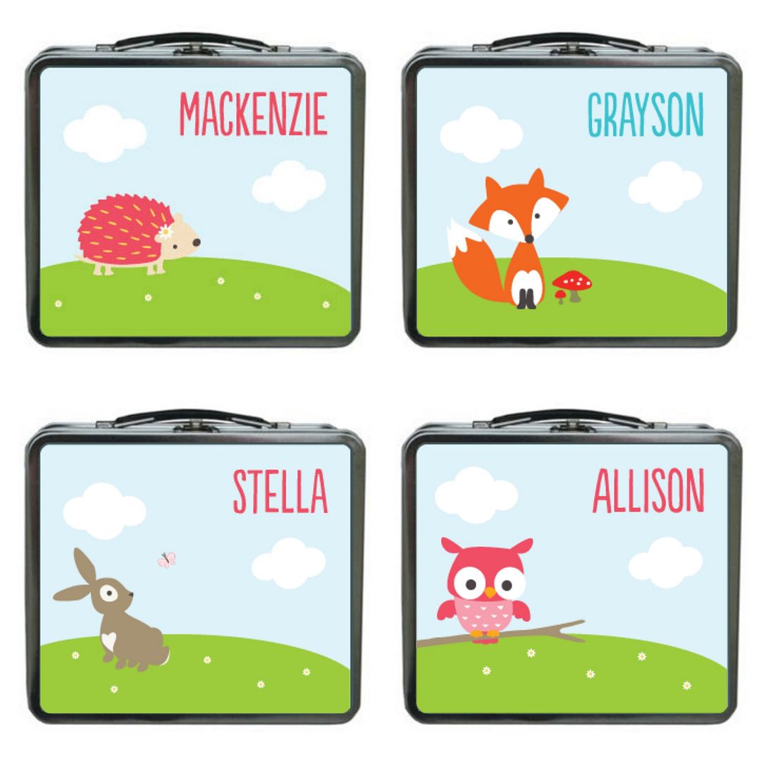 coolest lunchboxes: personalized woodland creature lunch box