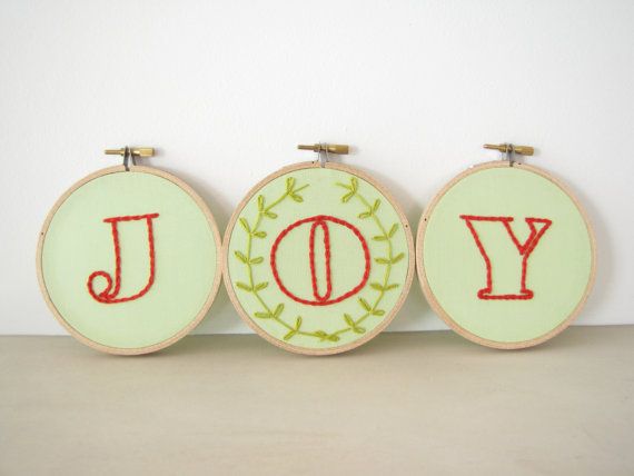 Grandparents gifts: joy embroidery hoop wall art set