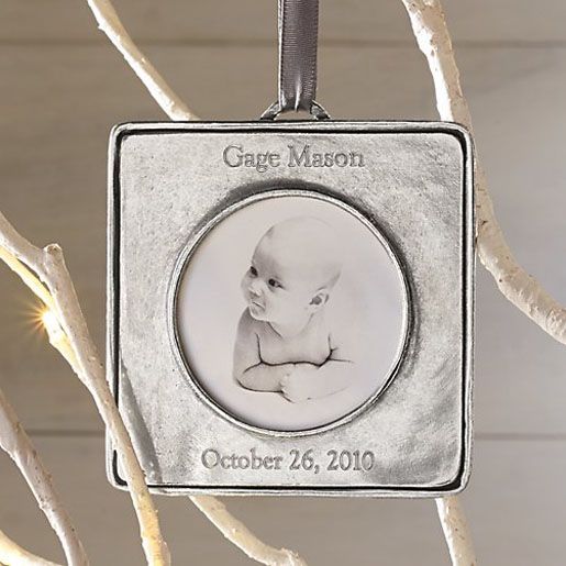 Gifts for Baby's First Christmas: pewter heirloom frame ornament