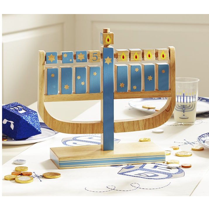Cool Gifts for Baby's First Hanukkah: wooden play menorah at PBK