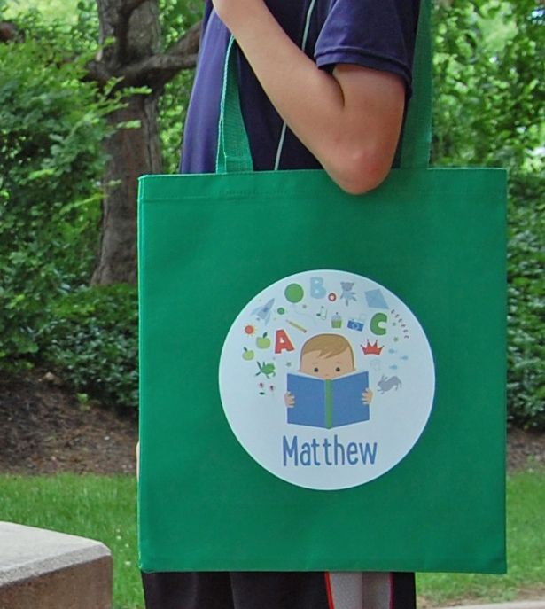 Personalized holiday gifts for kids: personalized library tote