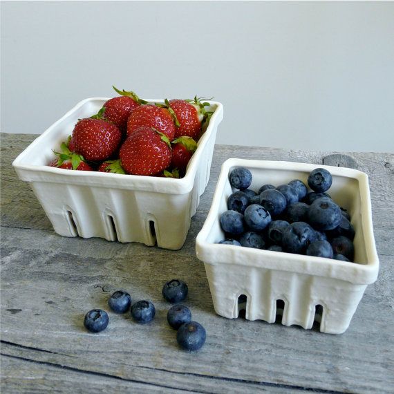Mother in law gifts: porcelain berry baskets filled with fresh fruit