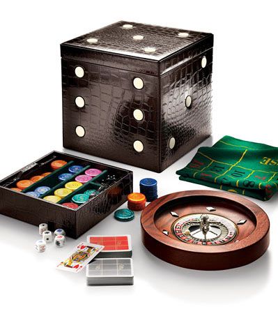 Holiday Splurge! Expensive gifts: multi game set in croc embossed box