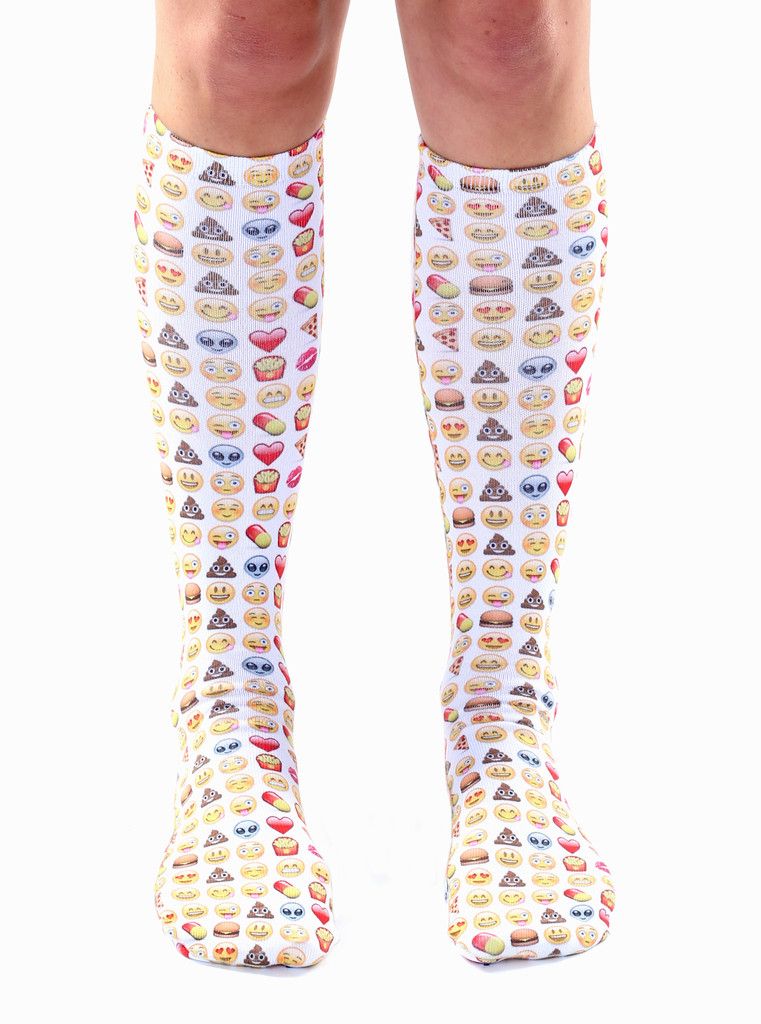 Coolest emoji gifts: emoji knee high socks at Living Royal