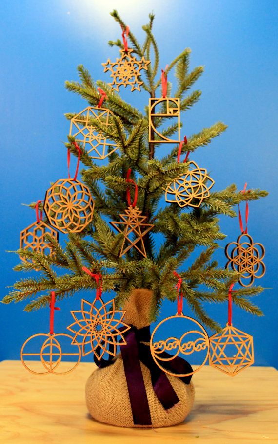 Laser cut geometric patterns: Geeky holiday ornaments