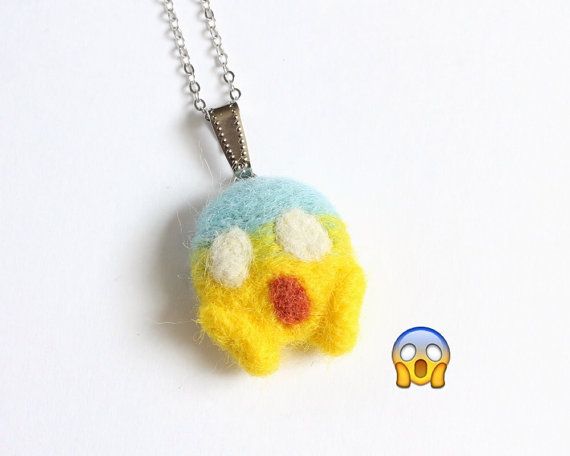 Coolest emoji gifts: needle-felted scream emoji jewelry at Cissy Pixie