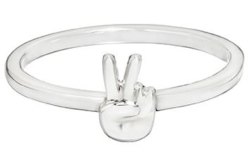 Coolest emoji gifts: peace sign silver ring at Wendy Brandes