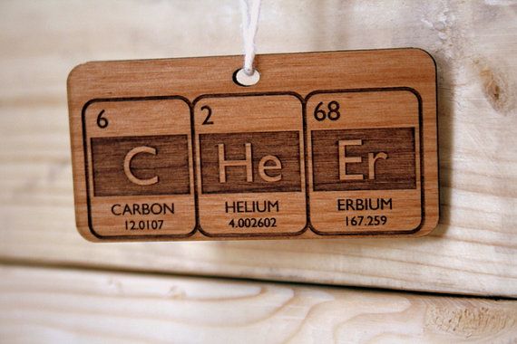 Periodic table cheer: Geeky holiday ornaments