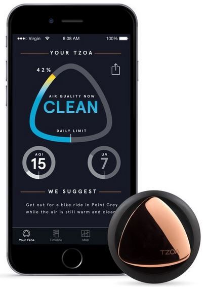 Measure air quality and UV rays with TZOA wearable air monitor