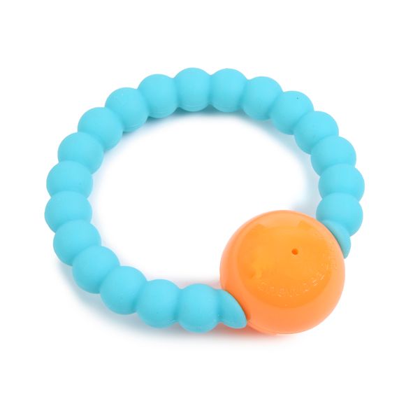 Chewbeads Mercer soft baby rattle in turquoise | Cool Mom Picks