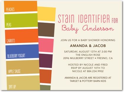 Cool baby shower invitations - Stain Identifier by Dwell Studio  | Cool Mom Picks