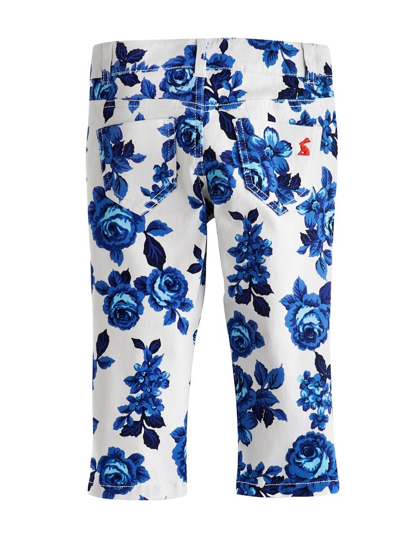 Girls' floral clothes: Blue rose capri pants at Joules  | Cool Mom Picks