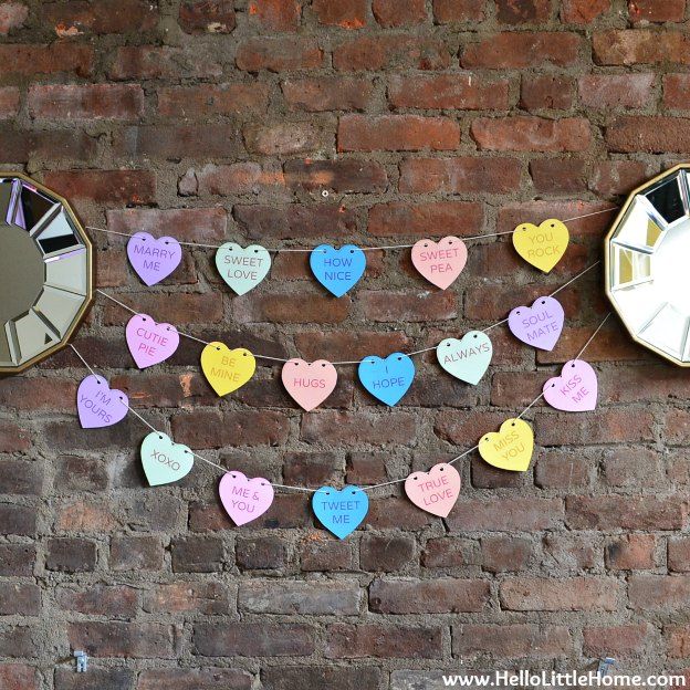 Valentine conversation hearts banner | Cool Mom Picks